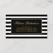 Afstuderen Networking Gold Pink Floral Striped Visitekaartje (Achterkant)