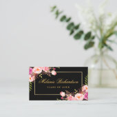 Afstuderen Networking Gold Pink Floral Visitekaartje (Staand voorkant)