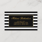 Afstuderen Networking Roze Bloemen Goud Gestreept Visitekaartje (Achterkant)