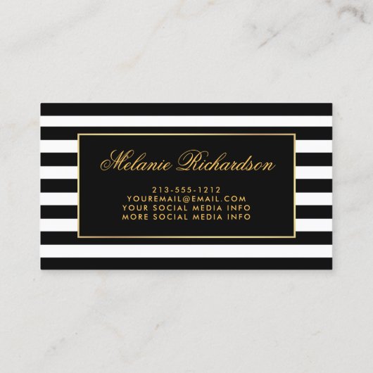 Afstuderen Networking Roze Bloemen Goud Gestreept Visitekaartje (Achterkant)