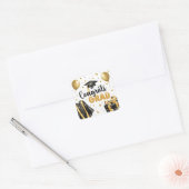 Afstuderen Neutraal Zwart Goud Middelbare School U Vierkante Sticker (Envelop)
