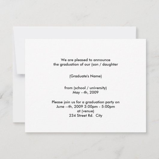 Afstuderen nodigde ik uit. 4,2 x 5,5 kaart (Achterkant)