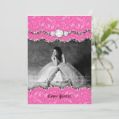 Afstuderen nodigt aankondiging Leopard Makeup Pink (Staand voorkant)