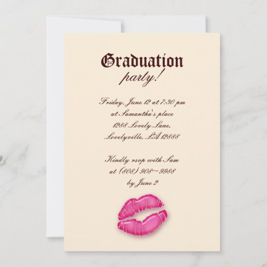 Afstuderen nodigt aankondiging Leopard Makeup Pink (Achterkant)