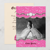 Afstuderen nodigt aankondiging Leopard Makeup Pink (Voorkant / Achterkant)