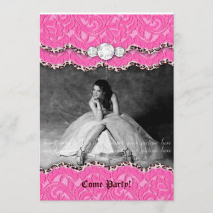 Afstuderen nodigt aankondiging Leopard Makeup Pink