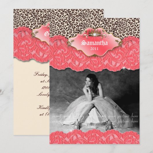 Afstuderen nodigt bekendmaking van het Kroonkoraal Kaart (Voorkant / Achterkant)