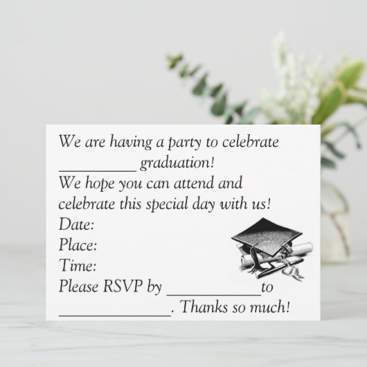 Afstuderen nodigt uit kaart (Staand voorkant)