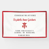Afstuderen Nurse Caduceus Red Satin Border Spandoek (Horizontaal)