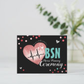 Afstuderen Nurse Pinning Ceremony Pink Heart Briefkaart (Staand voorkant)