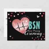 Afstuderen Nurse Pinning Ceremony Pink Heart Briefkaart (Voorkant / Achterkant)