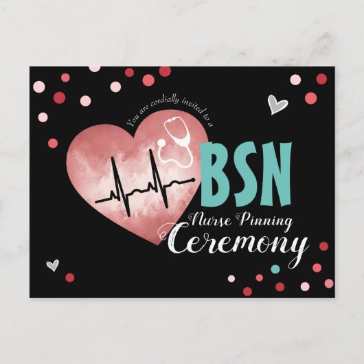 Afstuderen Nurse Pinning Ceremony Pink Heart Briefkaart (Voorkant)