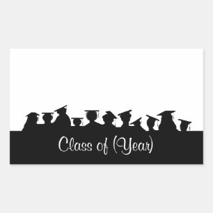 Afstuderen of Reunion Naam Tags met Silhouetten Rechthoekige Sticker