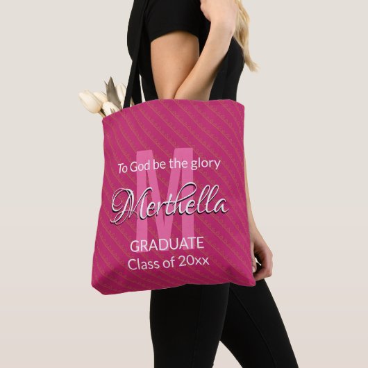 Afstuderen OM HET GEHEUGEN GEpersonaliseerde Roze  Tote Bag (Dichtbij)