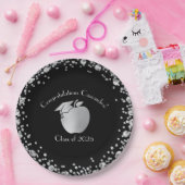 Afstuderen Onderwijs leraar onderwijs zwart, zilve Papieren Bordje (Feest)