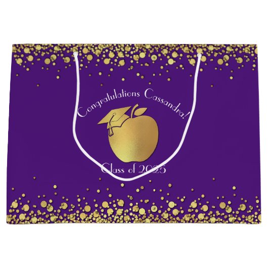 Afstuderen Onderwijs Paars Gold Groot Cadeauzakje (Voorkant)