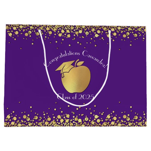 Afstuderen Onderwijs Paars Gold Groot Cadeauzakje (Achterkant)