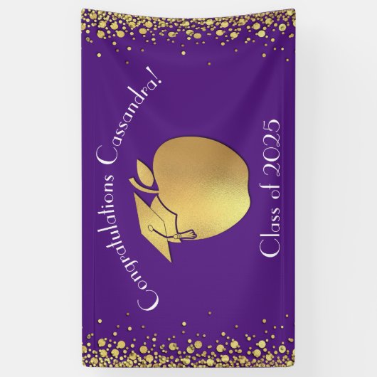 Afstuderen Onderwijs Paars Gold Spandoek (Verticaal)