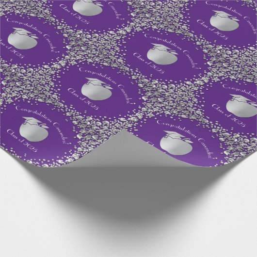 Afstuderen Onderwijs Paars Silver Cadeaupapier (Hoek)
