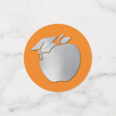 Afstuderen Onderwijs Sinaasappel Silver Confetti (Kleine voorkant)