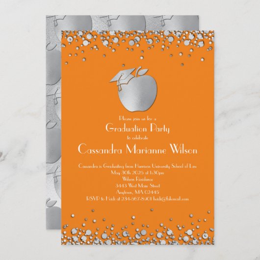 Afstuderen Onderwijs Sinaasappel Silver Kaart (Voorkant / Achterkant)