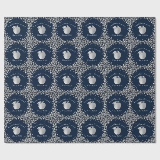Afstuderen Onderwijs van leraar Navy Blue Silver Cadeaupapier (Vlak)