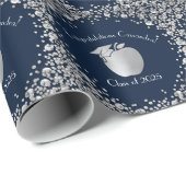 Afstuderen Onderwijs van leraar Navy Blue Silver Cadeaupapier (Rol Hoek)