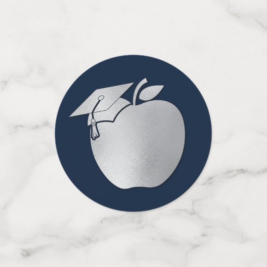 Afstuderen Onderwijs van leraar Navy Blue Silver Confetti (Kleine voorkant)