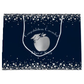 Afstuderen Onderwijs van leraar Navy Blue Silver Groot Cadeauzakje (Voorkant)