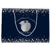 Afstuderen Onderwijs van leraar Navy Blue Silver Groot Cadeauzakje (Achterkant)