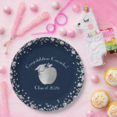 Afstuderen Onderwijs van leraar Navy Blue Silver Papieren Bordje (Feest)