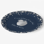 Afstuderen Onderwijs van leraar Navy Blue Silver Papieren Bordje (Gekanteld)