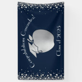 Afstuderen Onderwijs van leraar Navy Blue Silver Spandoek (Verticaal)