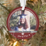 Afstuderen One Photo Confetti Keepomwille Red Ornament<br><div class="desc">Het afstuderen houdt één fotoversiering. Aan beide zijden hetzelfde gedrukt. Upload enkel uw eigen foto en al tekst is aanpasbaar. Geweldig cadeau voor alle familieleden en vrienden.</div>