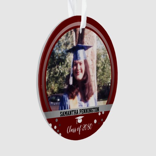 Afstuderen One Photo Confetti Keepomwille Red Ornament (voorkant)