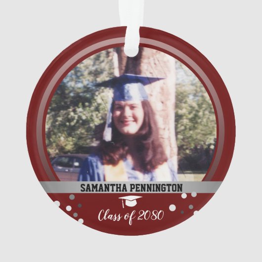 Afstuderen One Photo Confetti Keepomwille Red Ornament (achterkant)