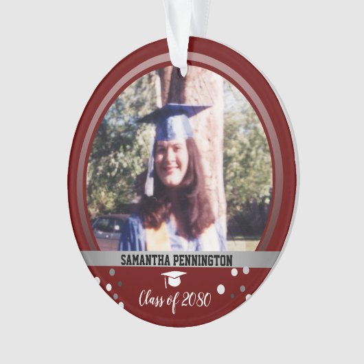 Afstuderen One Photo Confetti Keepomwille Red Ornament (voorkant)