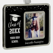 Afstuderen One Photo Confetti Verzilverd Omlijst Ornament (Rechts)