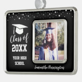 Afstuderen One Photo Confetti Verzilverd Omlijst Ornament (Links)