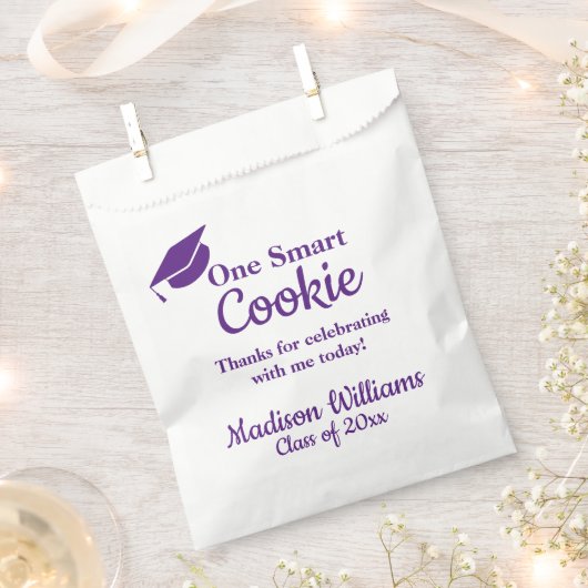 Afstuderen One Smart Cookie Behandel Paarse en wit Bedankzakje (Geknipt)