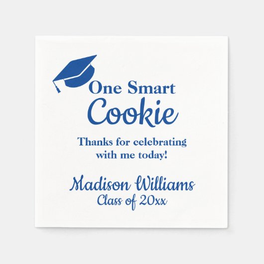 Afstuderen One Smart Cookie Party Blue Afstudeerde Servet (Voorkant)