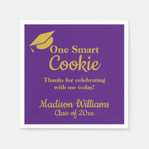 Afstuderen One Smart Cookie Party Paarse & Gold Servet