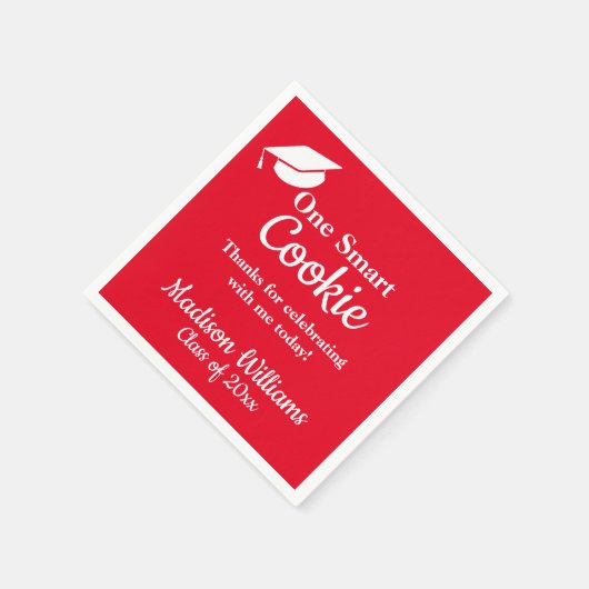 Afstuderen One Smart Cookie Party Rood Afstudeerde Servet (Hoek)