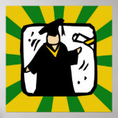 Afstuderen Ontvangend diploma - Groen & Goud Poster (Voorkant)