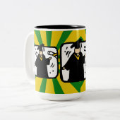 Afstuderen Ontvangend diploma - Groen & Goud Tweekleurige Koffiemok (Voorkant links)