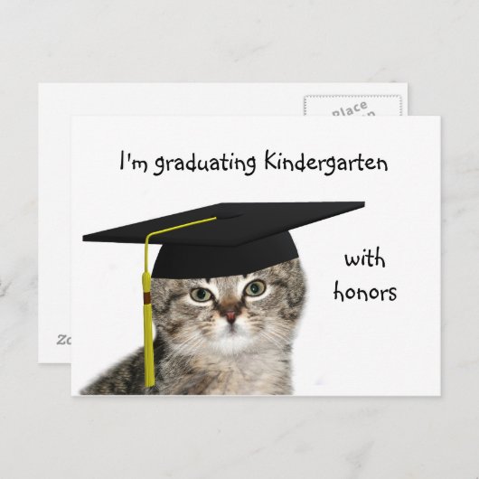 Afstuderen op de kleuterschool aankondigingskaart (Voorkant / Achterkant)