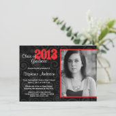 Afstuderen Open House Retro Swirls Neon Red Invite Kaart (Staand voorkant)