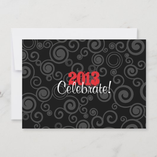 Afstuderen Open House Retro Swirls Neon Red Invite Kaart (Achterkant)