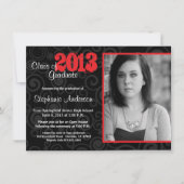 Afstuderen Open House Retro Swirls Neon Red Invite Kaart (Voorkant)