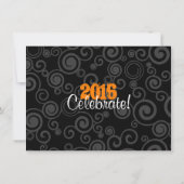 Afstuderen Open Huis Retro Swirls Sinaasappel Invi Kaart (Achterkant)